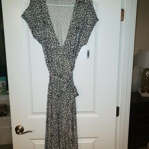 Wrap-Front Dolman-Sleeve Midi Dress